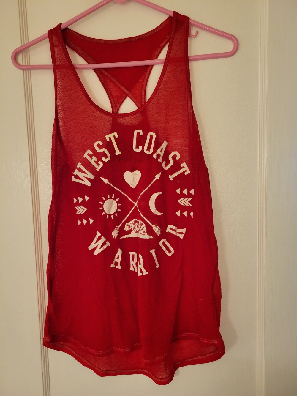Red West Coast Graphic Racerback Tank Top